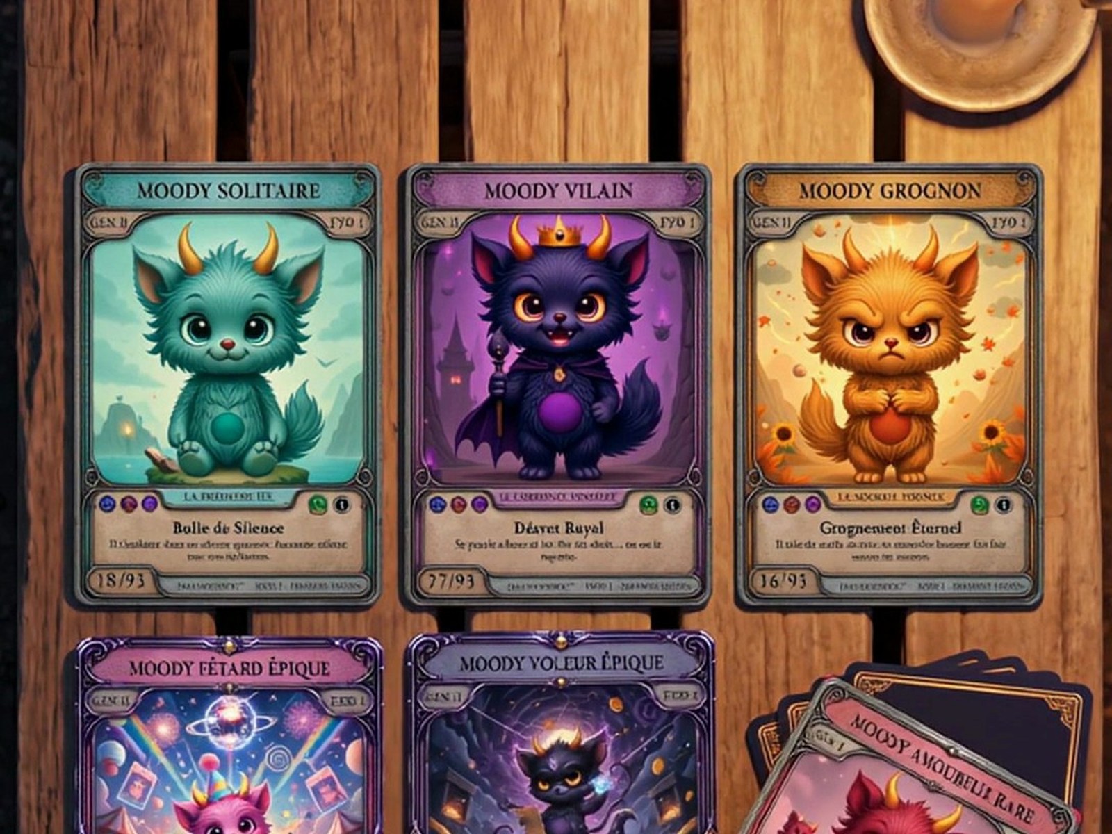 Les cartes tirées dans l’épisode, vues de haut sur la table