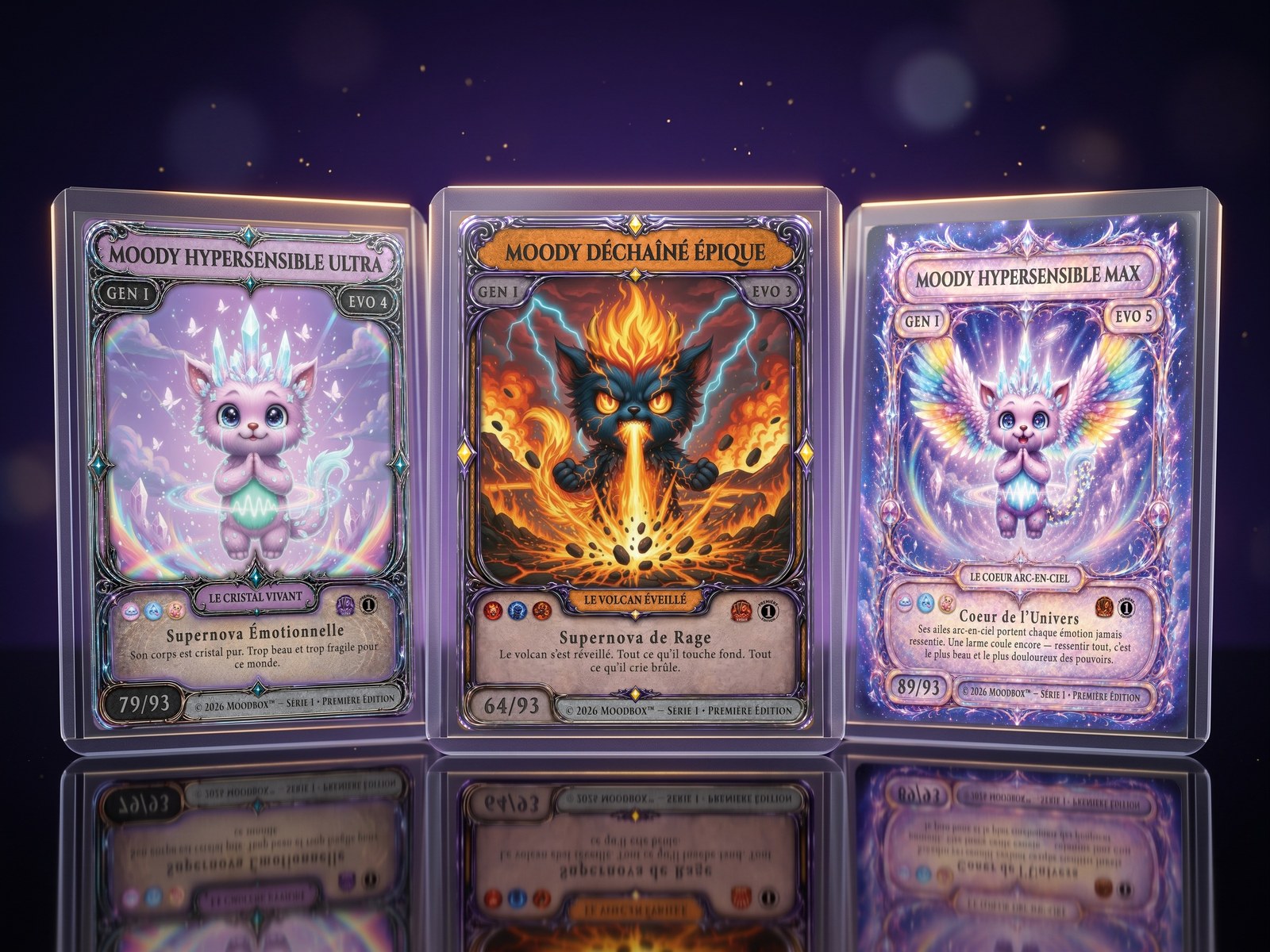 Trois cartes sous sleeves